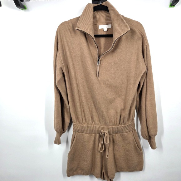 Spiritual Gangster Pants - Spirtual Gangster Women's Funnel Neck Romper Brown M $148 Cozy Lounge Sleep